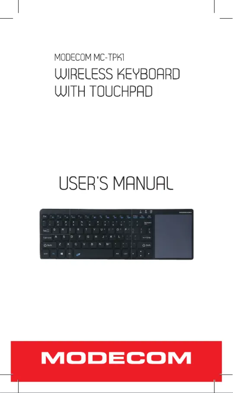 Page 1 de la notice Manuel utilisateur ModeCom MC-TPK1
