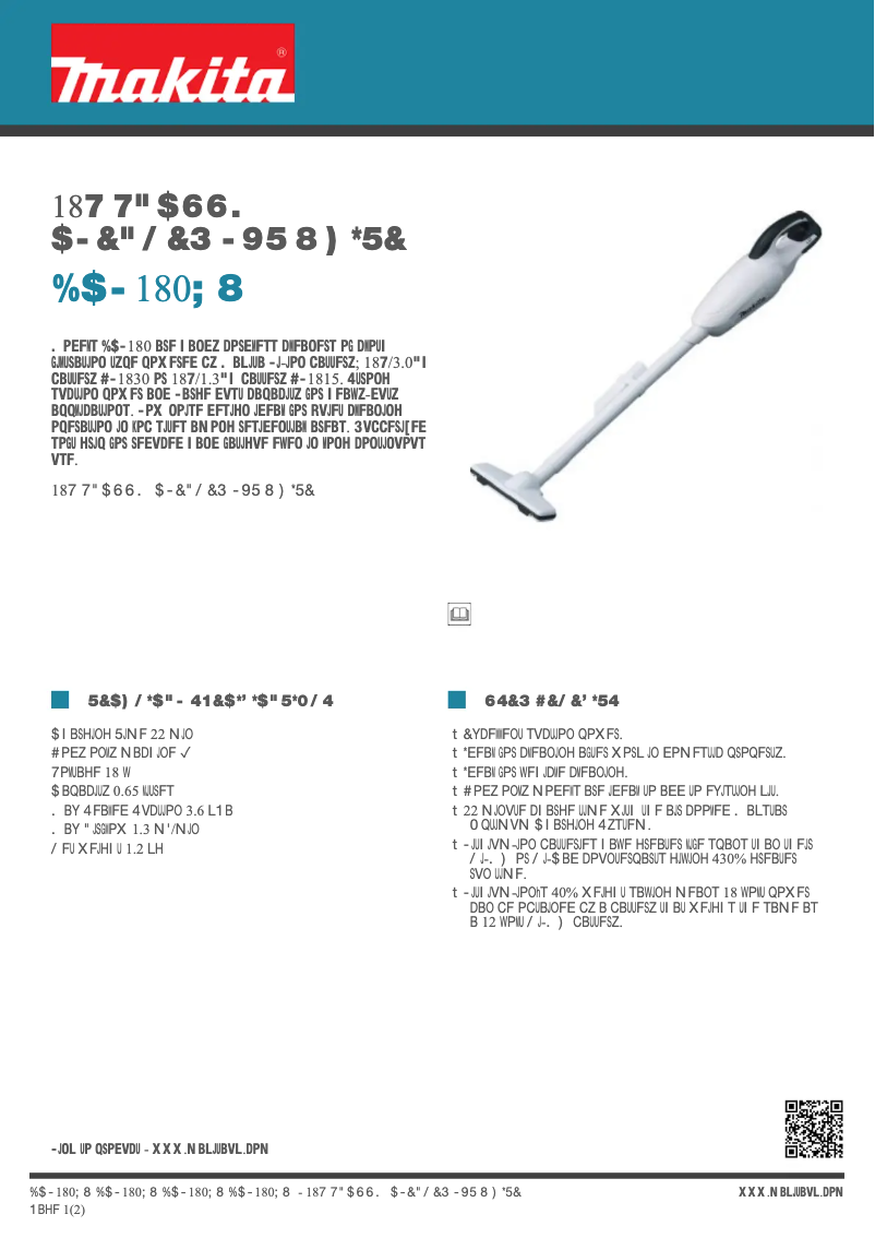 Página 1 del manual Ficha técnica Makita DCL180ZW