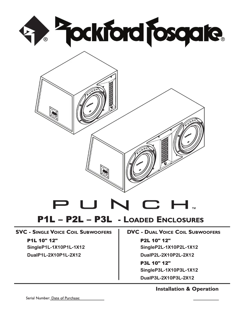 Page n°1 - Manuel utilisateur Rockford Fosgate Punch P1L-1X10