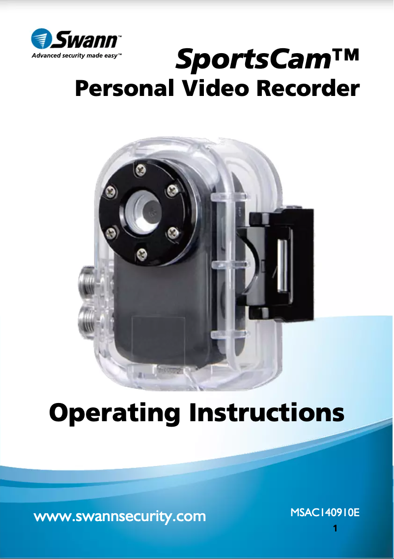 Page n°1 - Manuel utilisateur Swann SWSAC-SPORTSCAM