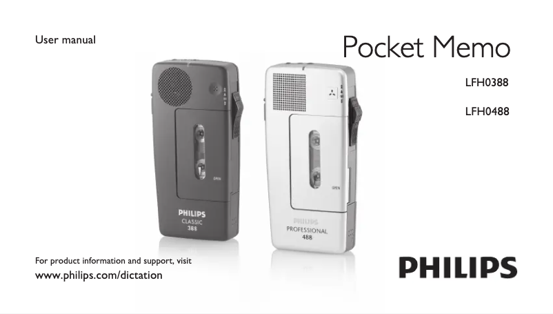 Image de la première page du manuel de l'appareil Pocket Memo LFH0488