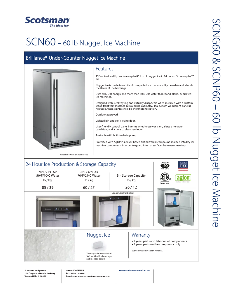 Page n°1 - Fiche technique Scotsman Brilliance SCN6O