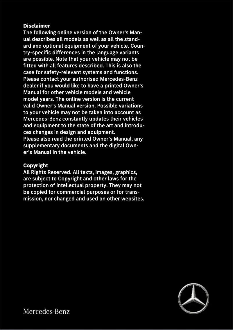 Page 1 de la notice Manuel utilisateur Mercedes-Benz CLA (2019)