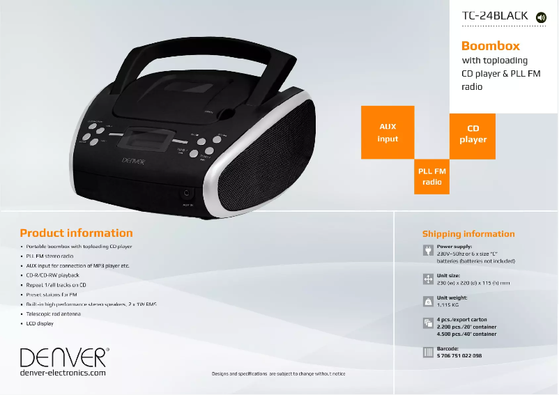 Página 1 del manual Manual de usuario Denver TC-24