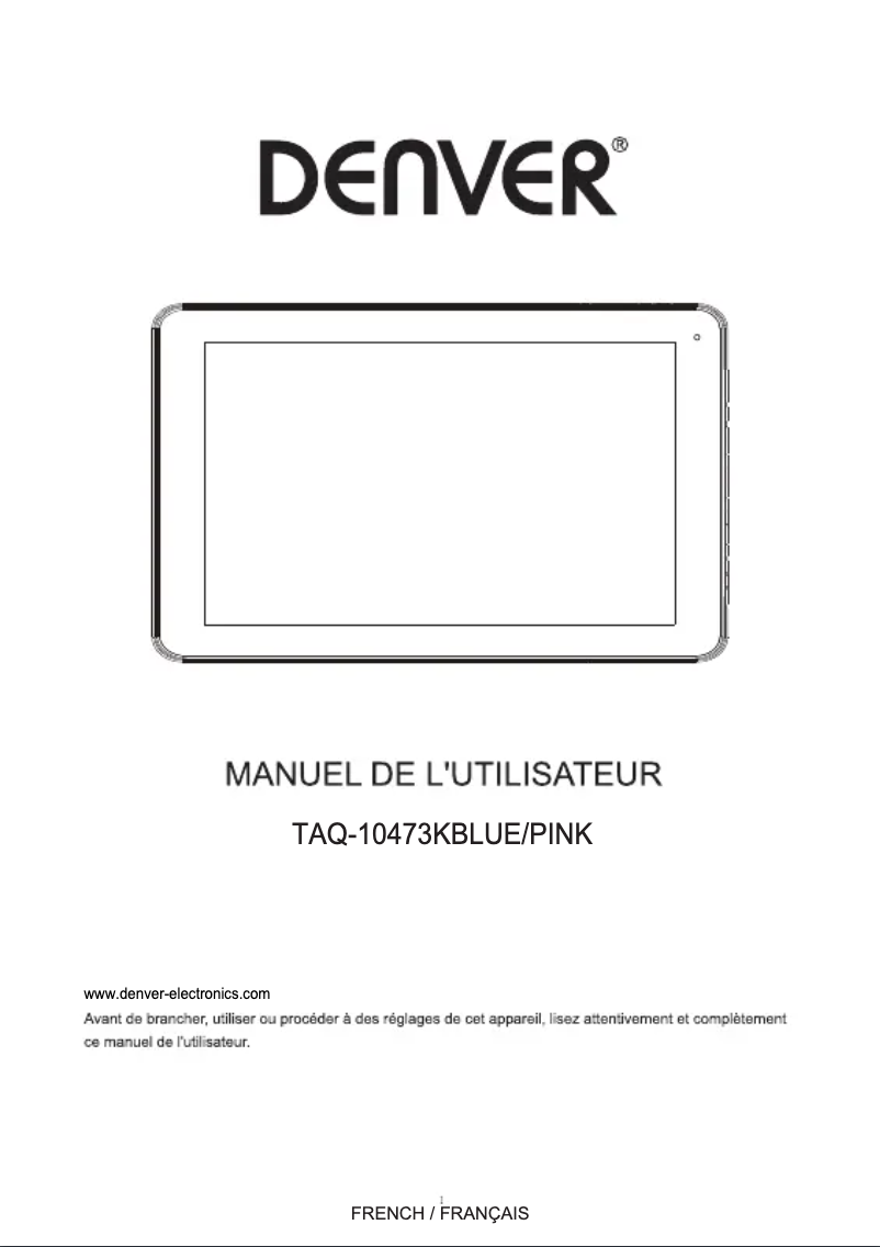Page n°1 - Manuel utilisateur Denver TAQ-10473