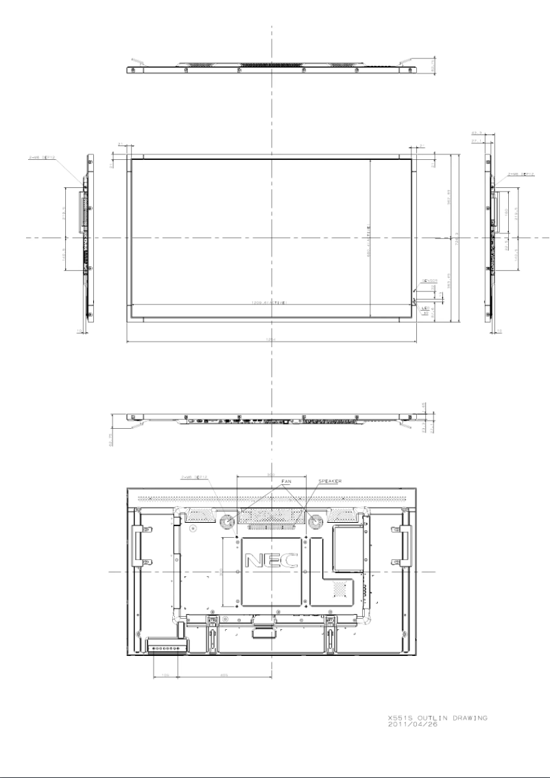 Página 1 del manual Dibujo técnico NEC MultiSync X551S