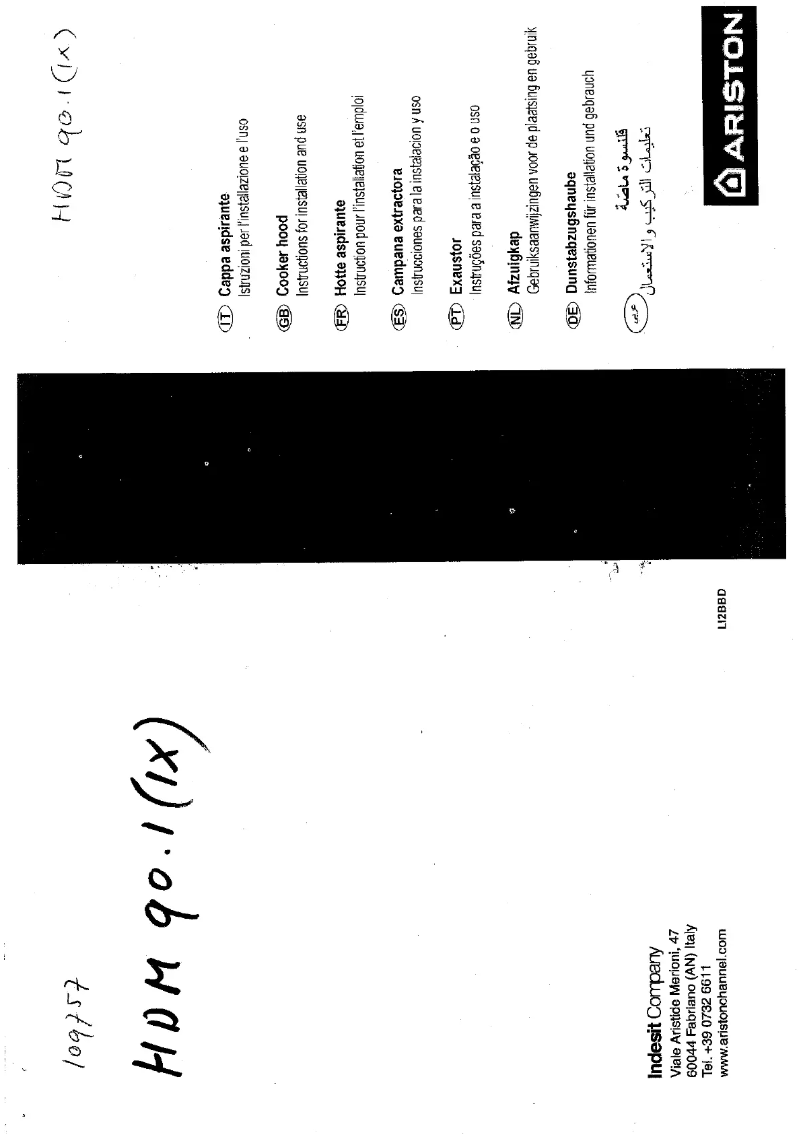 Page 1 de la notice Manuel utilisateur Ariston Thermo HDM 90.1 IX