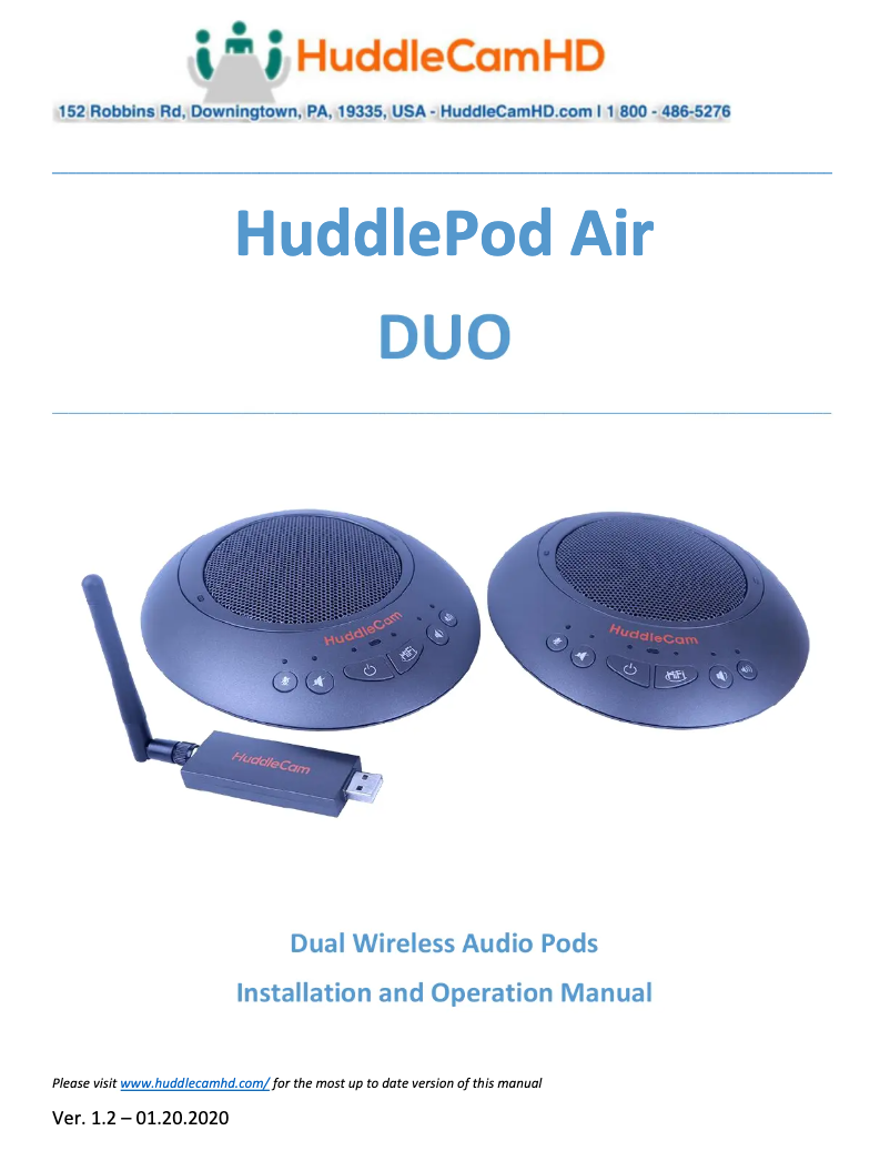 Page n°1 - Manuel utilisateur HuddleCamHD HuddlePod Air2 Duo