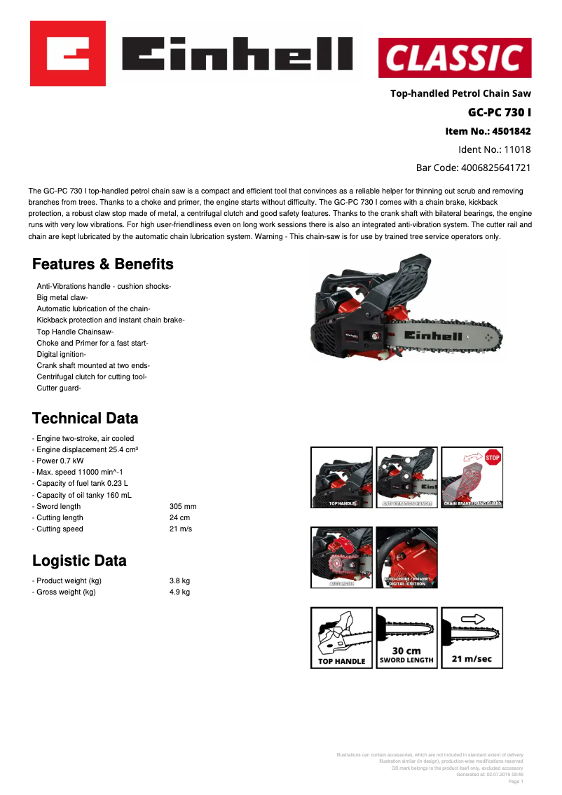 Image de la première page du manuel de l'appareil GC-PC 730 I