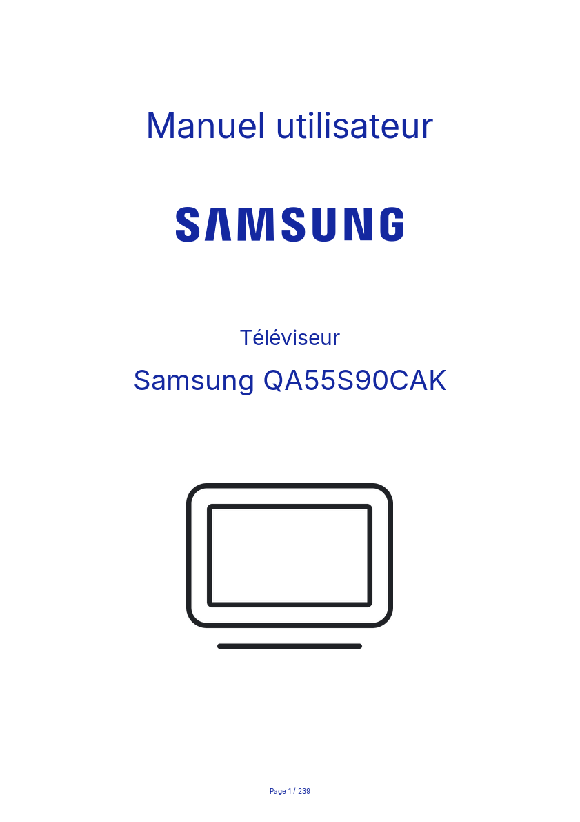Page 1 de la notice Manuel utilisateur Samsung QA55S90CAK