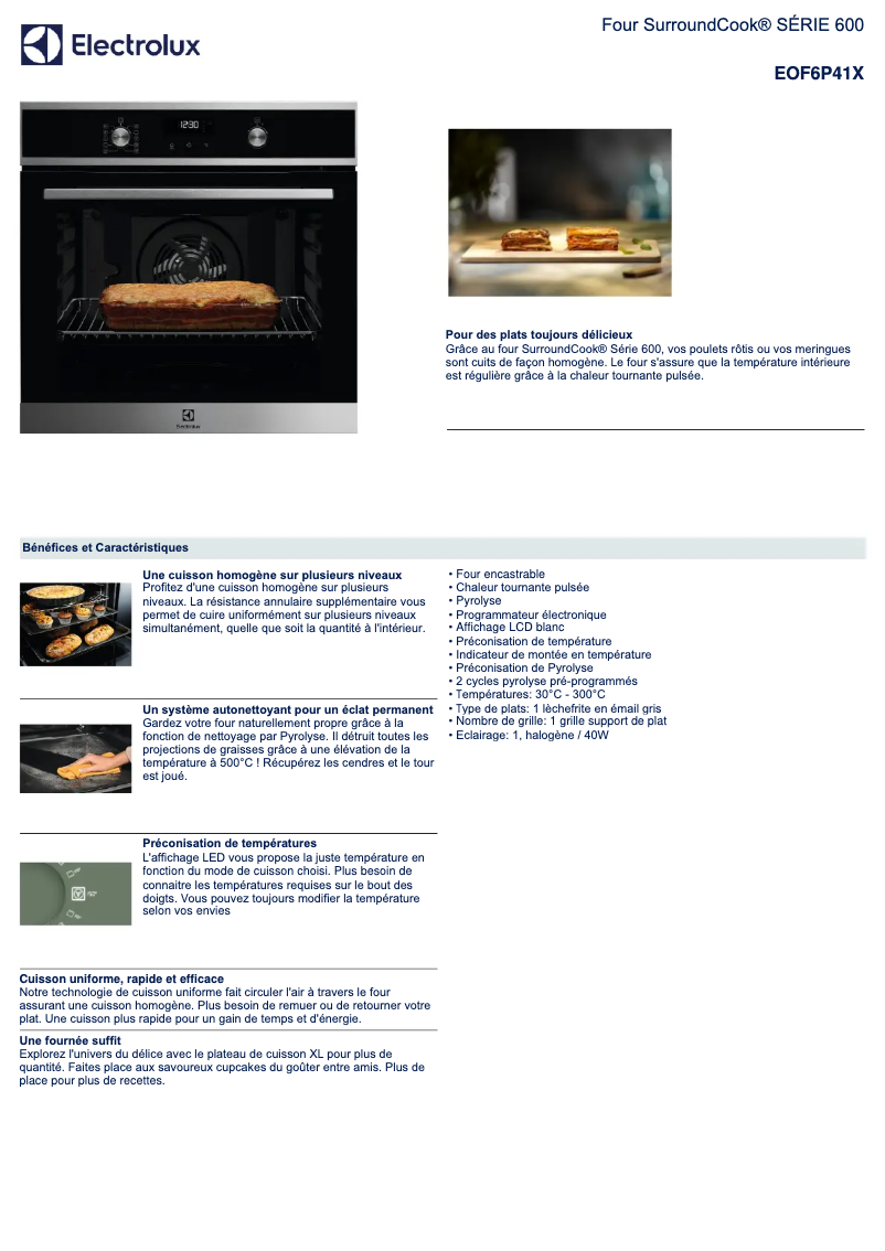 Page n°1 - Fiche technique Electrolux EOF6P41X