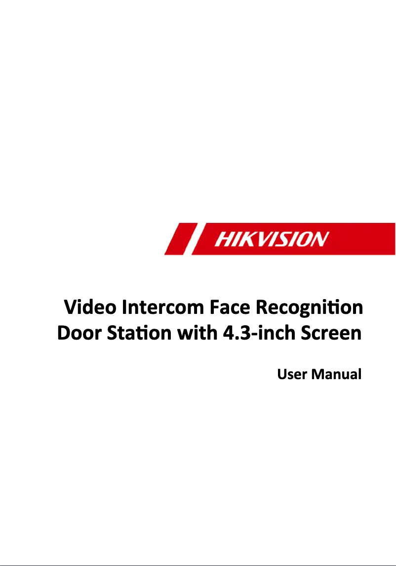 Page 1 de la notice Manuel utilisateur Hikvision DS-KD9203-FE6