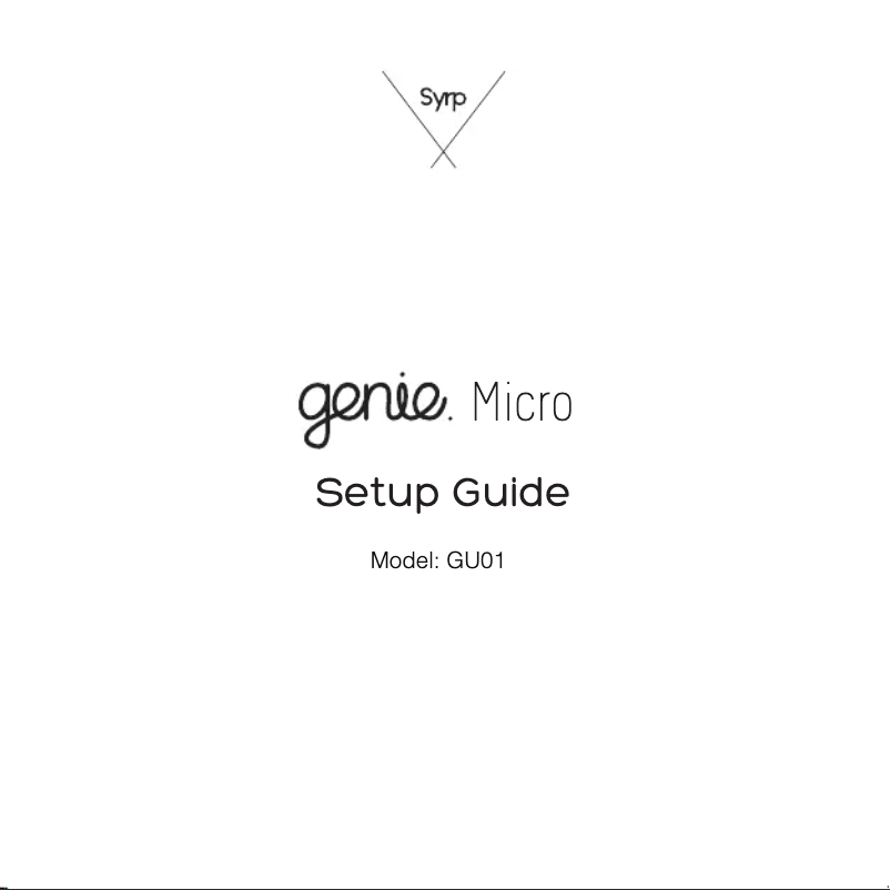 Page n°1 - Manuel utilisateur Syrp Genie Micro