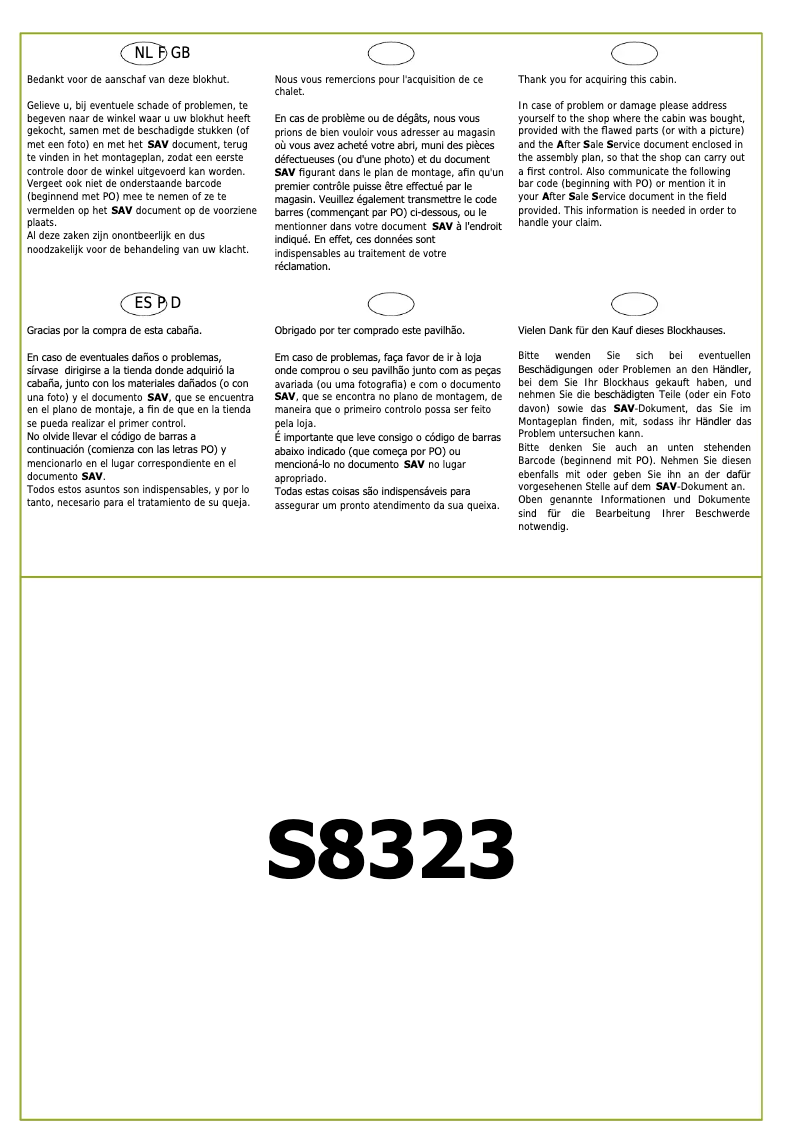Image de la première page du manuel de l'appareil Odense S8323