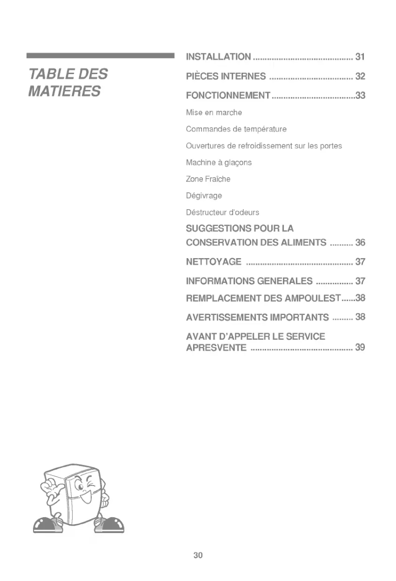 Image de la première page du manuel de l'appareil GR-S552QTCW