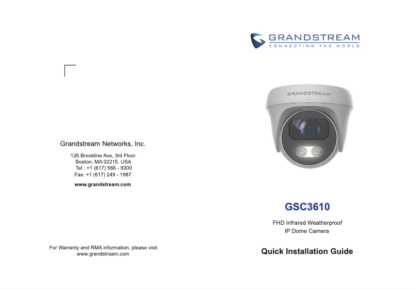 Page 1 de la notice Guide de démarrage rapide Grandstream GSC3610