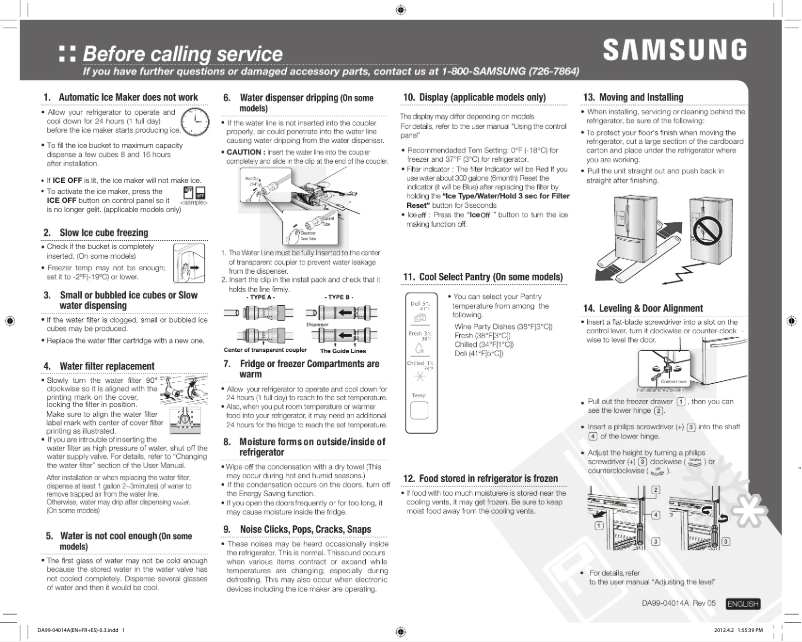 Page n°1 - Guide d'installation Samsung RF265BEAESR