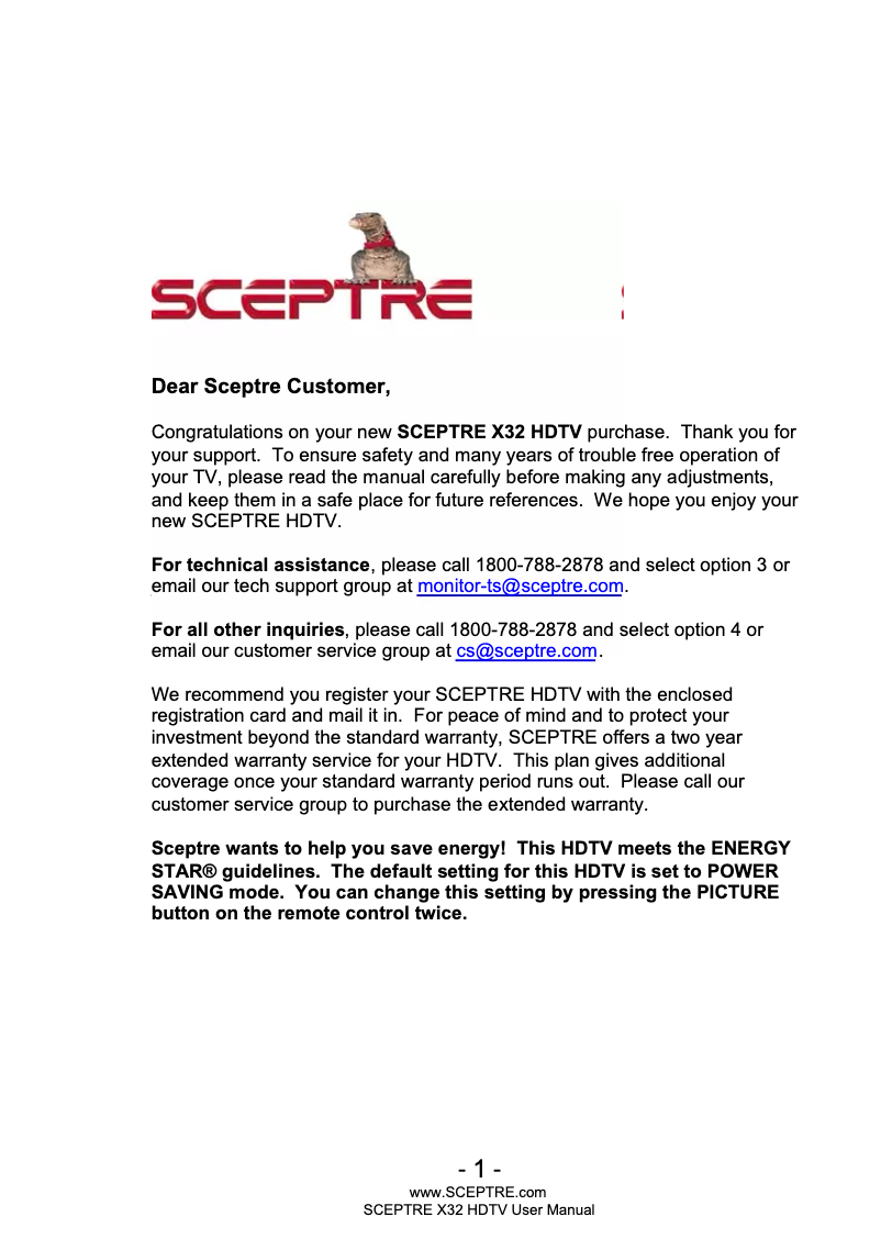 Page n°1 - Manuel utilisateur Sceptre X508BV-FHD