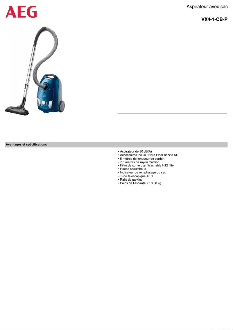 Image de la première page du manuel de l'appareil VX4-1-CB-P