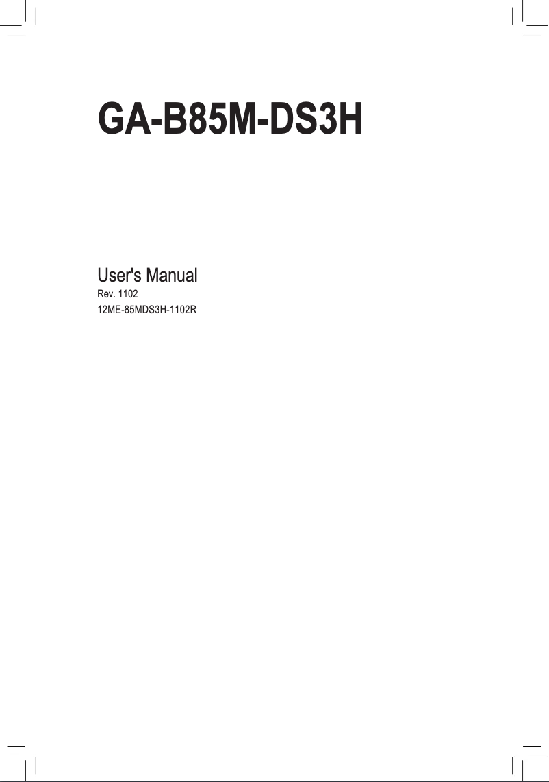 Page n°1 - Manuel utilisateur Gigabyte GA-B85M-DS3H