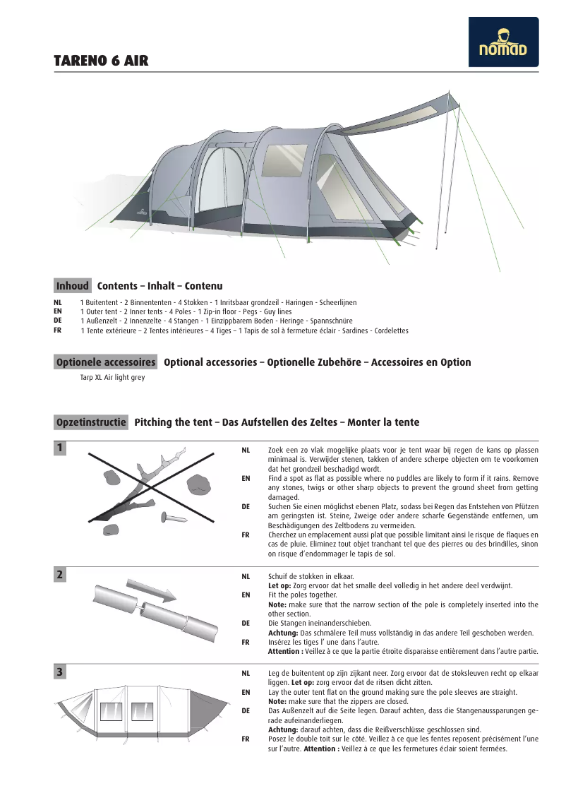 Page 1 de la notice Manuel utilisateur Nomad Tareno 6 Air