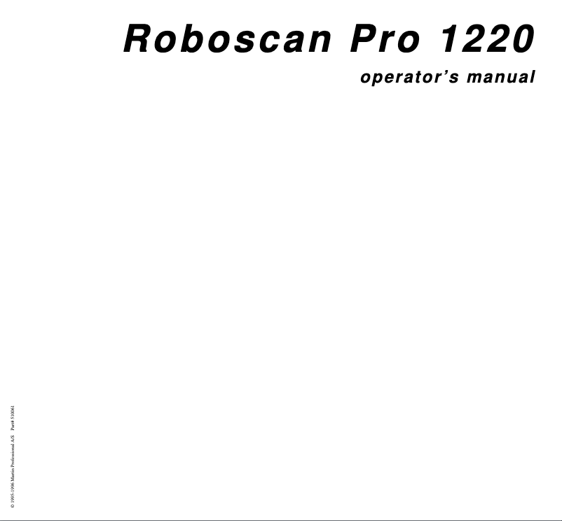 Page n°1 - Manuel utilisateur Martin RoboScan Pro 1220 RPR