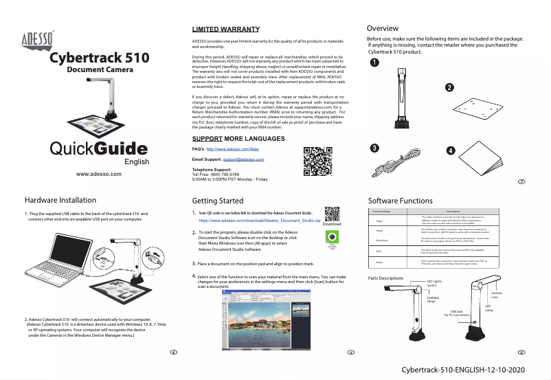 Page n°1 - Manuel utilisateur Adesso Cybertrack 510