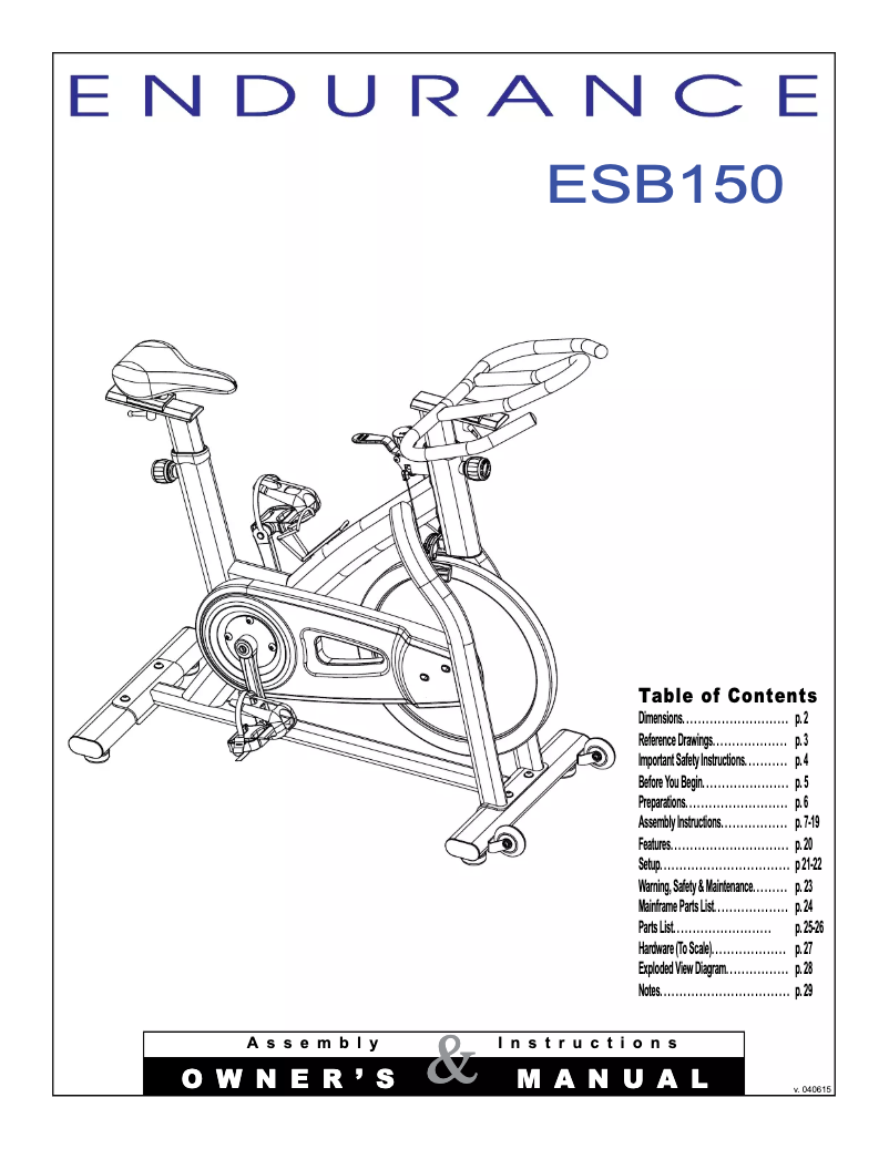 Image de la première page du manuel de l'appareil ESB150