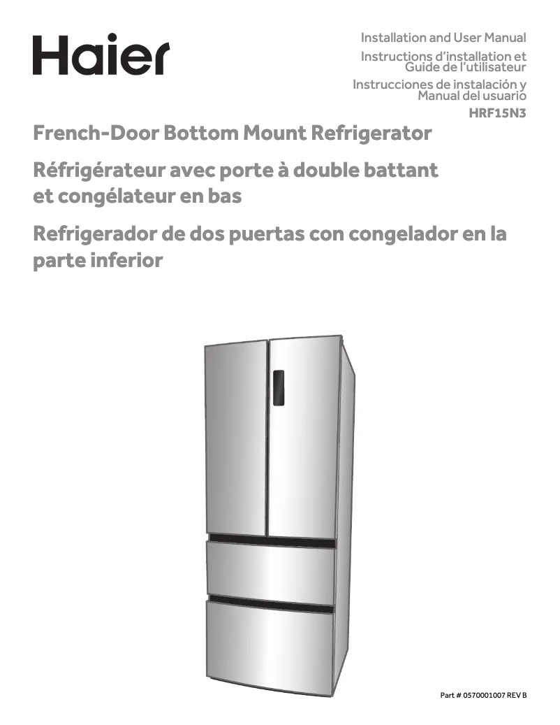 Page 1 de la notice Manuel utilisateur Haier HRF15N3AGS