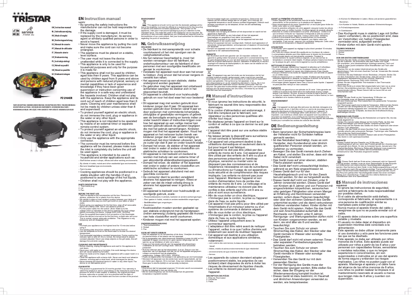 Page 1 de la notice Manuel utilisateur TriStar PZ-2964ER