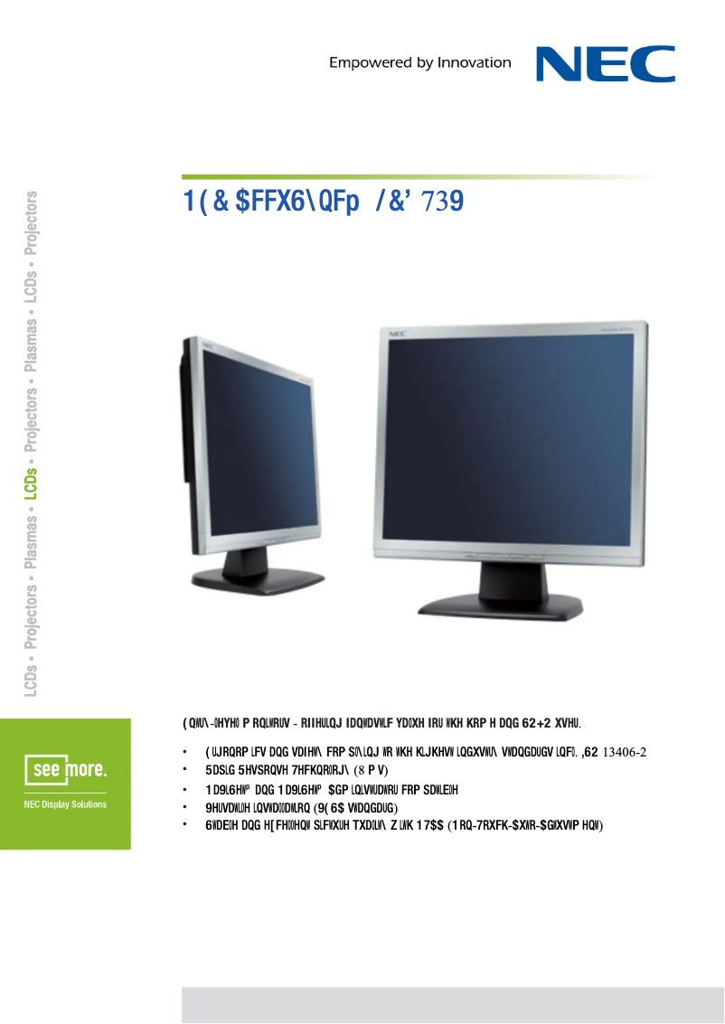 Page 1 de la notice Fiche technique NEC AccuSync LCD73V