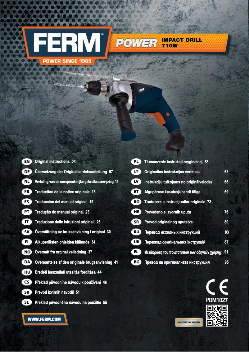 Page 1 de la notice Manuel utilisateur Ferm PDM1027