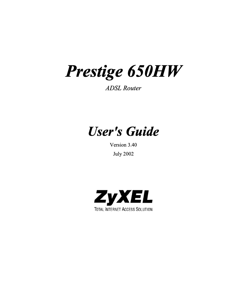 Page 1 de la notice Manuel utilisateur ZyXEL Prestige 650HW
