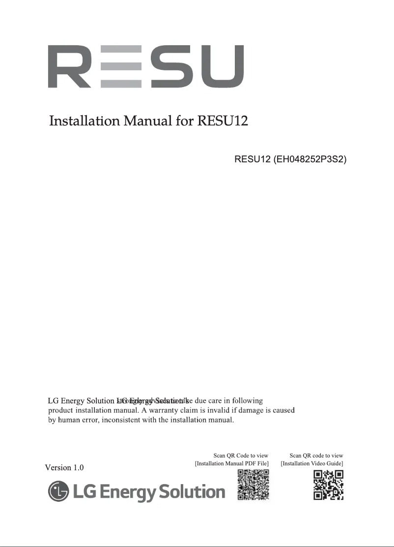 Page 1 de la notice Manuel utilisateur LG RESU12