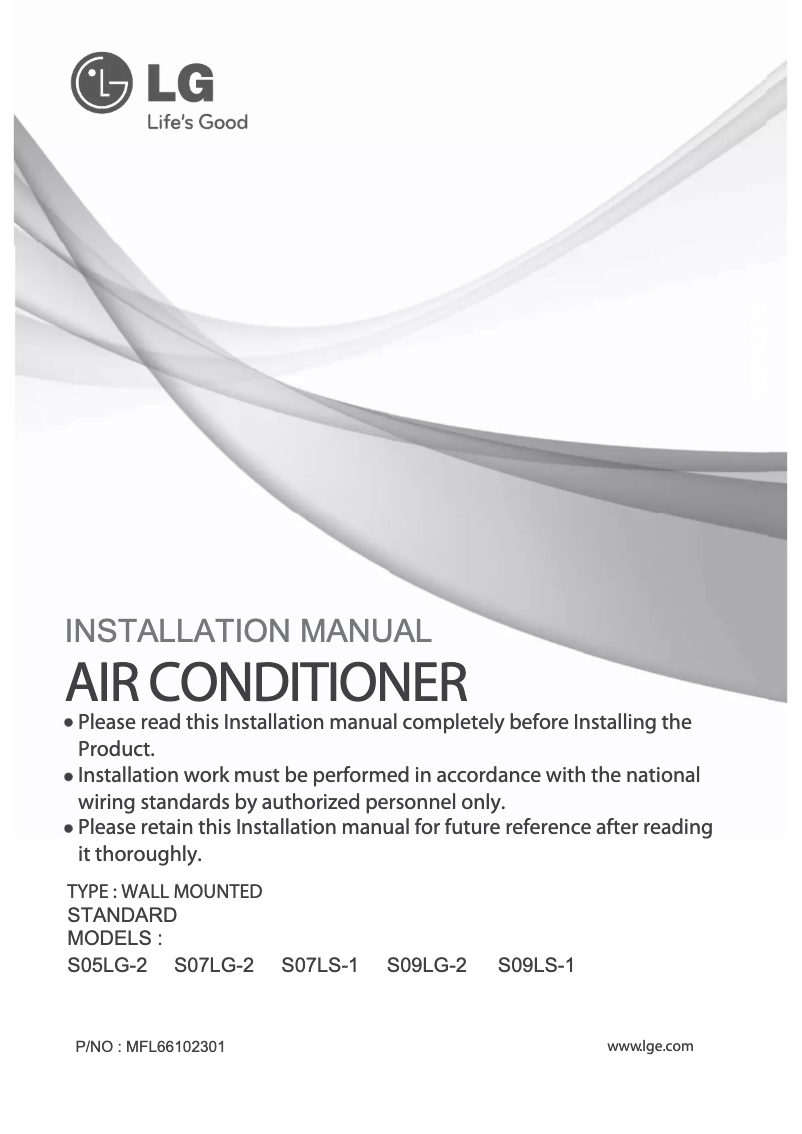 Page 1 de la notice Manuel utilisateur LG SN09LS-1