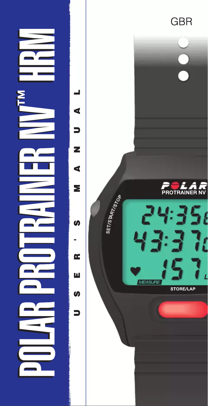 Page 1 de la notice Manuel utilisateur Polar Protrainer NV