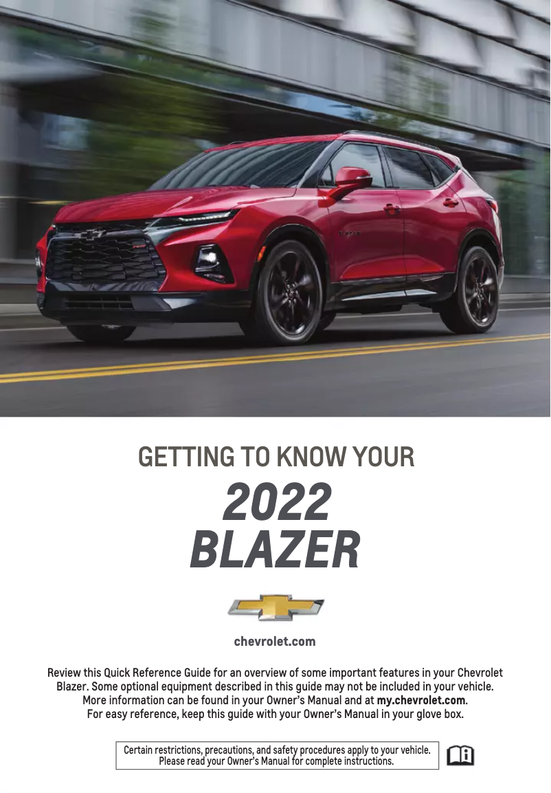 Page 1 de la notice Guide de démarrage rapide Chevrolet Blazer (2022)
