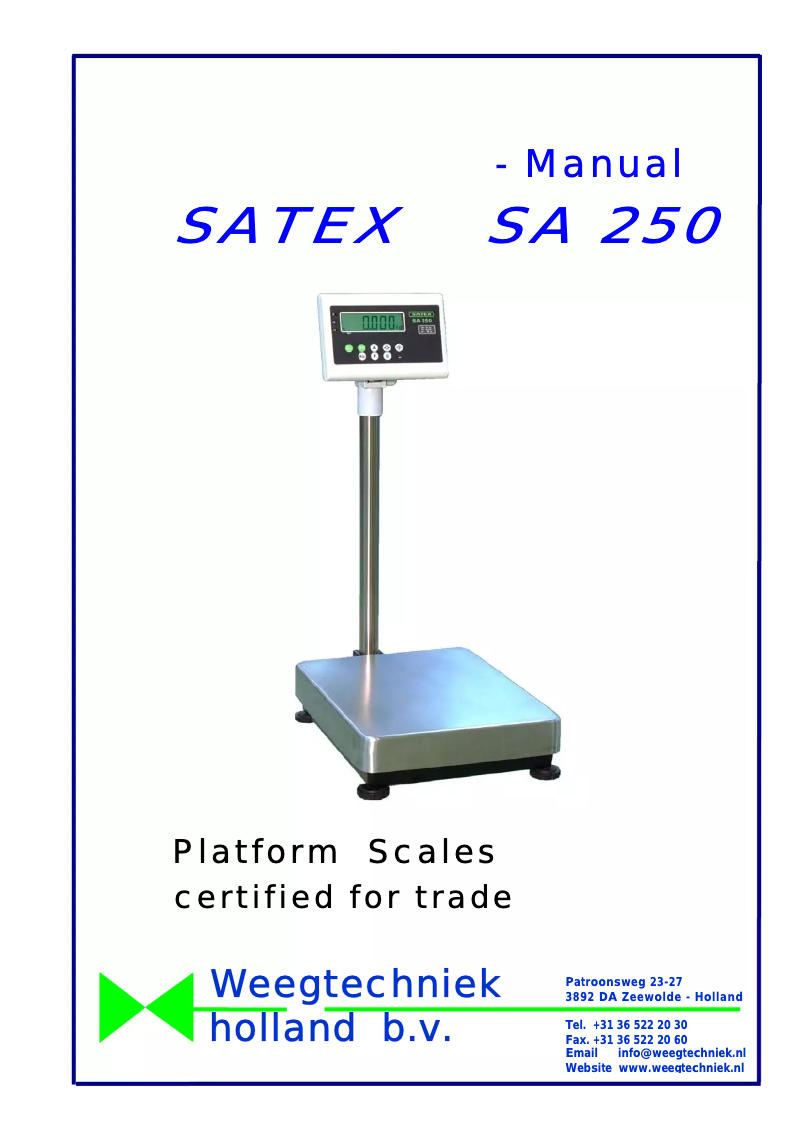 Image de la première page du manuel de l'appareil SA 250