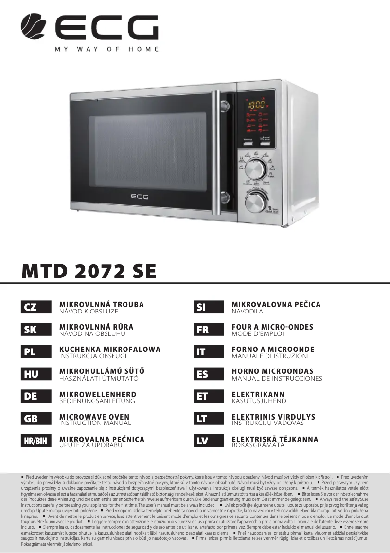 Imagen de la primera página del manual del dispositivo MTD 2072 SE