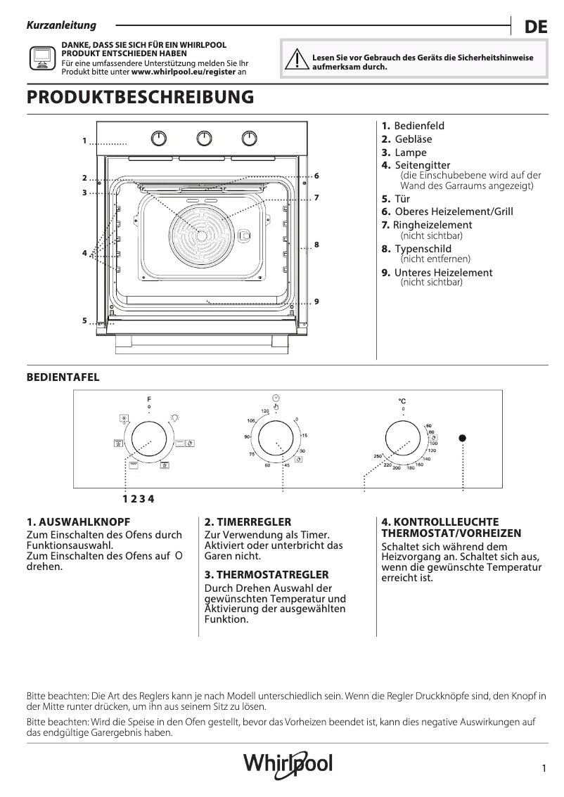 Page 1 de la notice Manuel d'utilisation et d'entretien Whirlpool OMR35HR0X