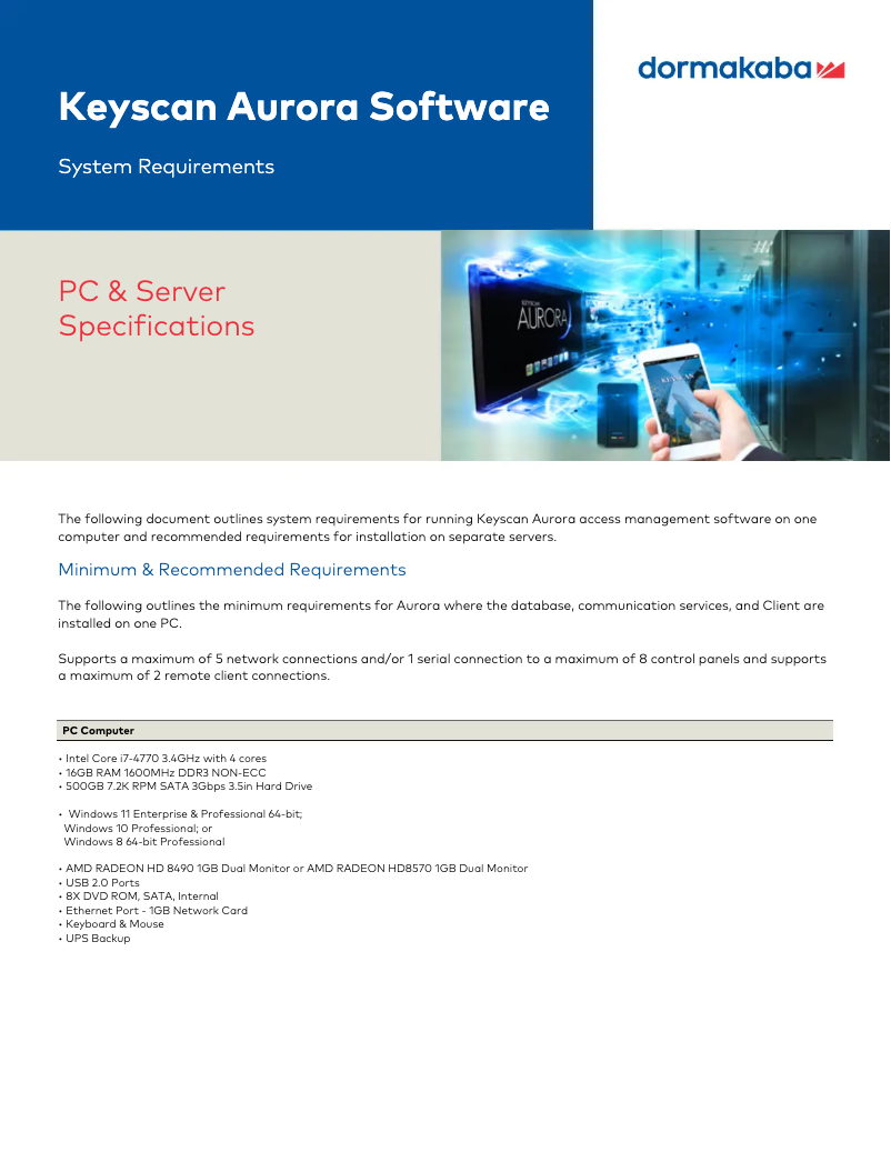 Page 1 de la notice Brochure Dormakaba Keyscan Aurora
