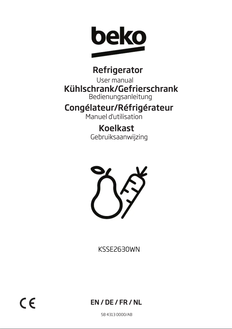 Page 1 de la notice Manuel utilisateur Beko KSSE2630WN