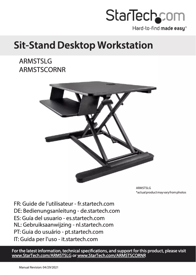 Page n°1 - Manuel utilisateur StarTech.com ARMSTSLG