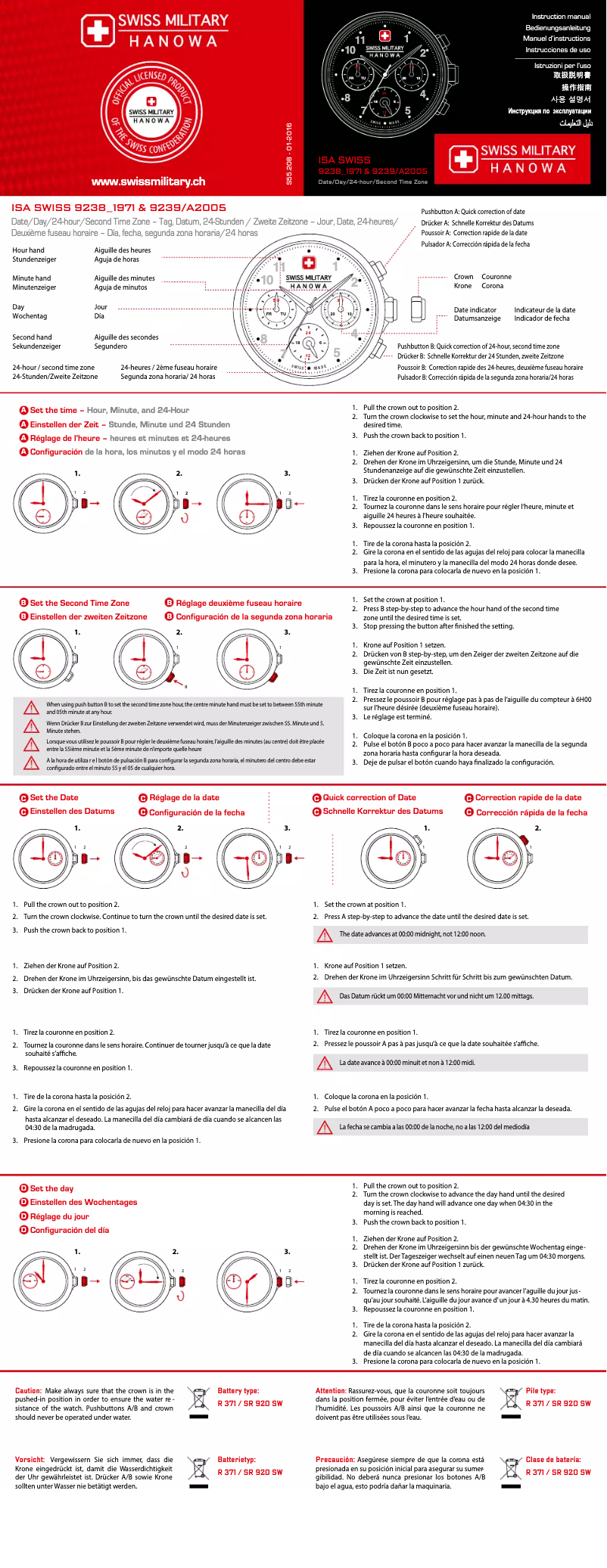 Página 1 del manual Manual de usuario Swiss Military Hanowa Navalus Multi