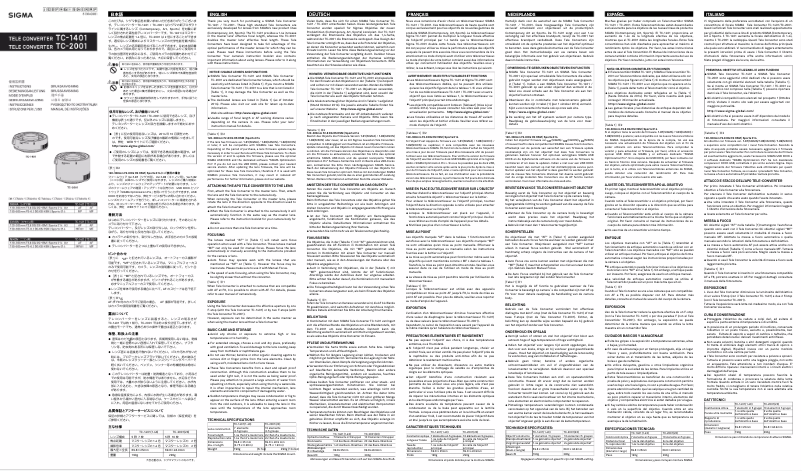 Image de la première page du manuel de l'appareil TELE CONVERTER TC-1401 / TC-2001