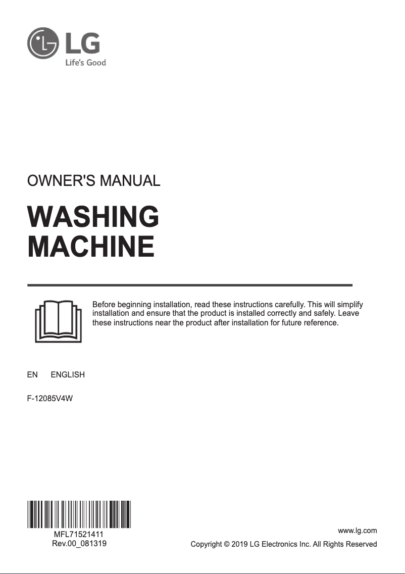 Page 1 de la notice Manuel utilisateur LG F-12085V4W