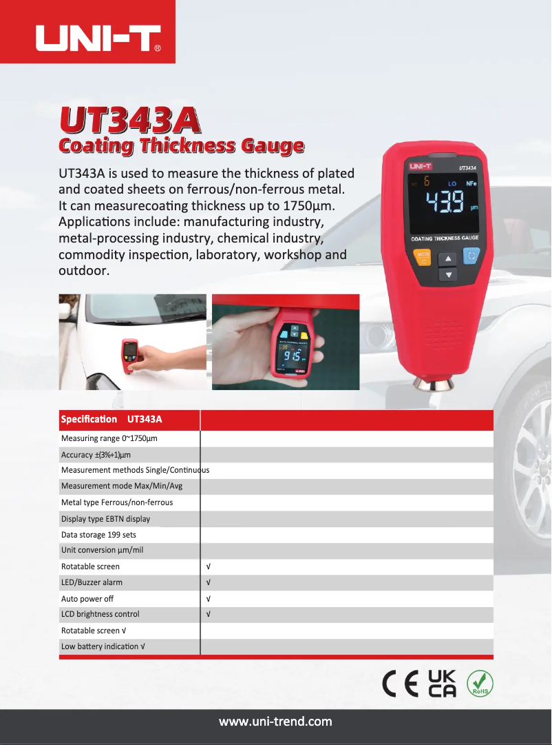 Image de la première page du manuel de l'appareil UT343A