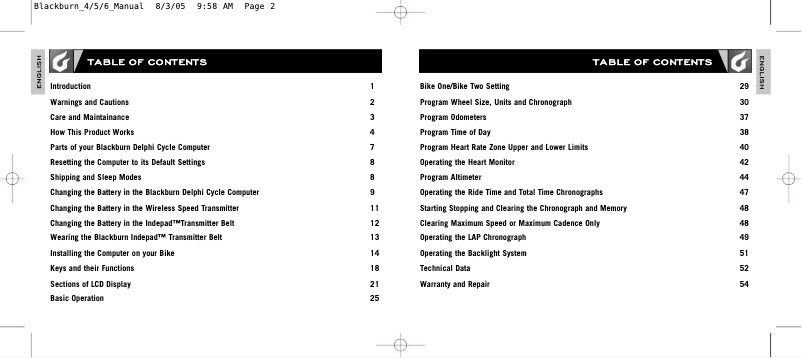 Page 1 de la notice Manuel utilisateur Blackburn Delphi 5.0