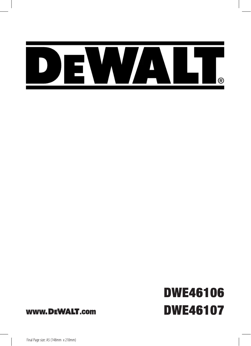 Page 1 de la notice Manuel utilisateur DeWalt DWE46106