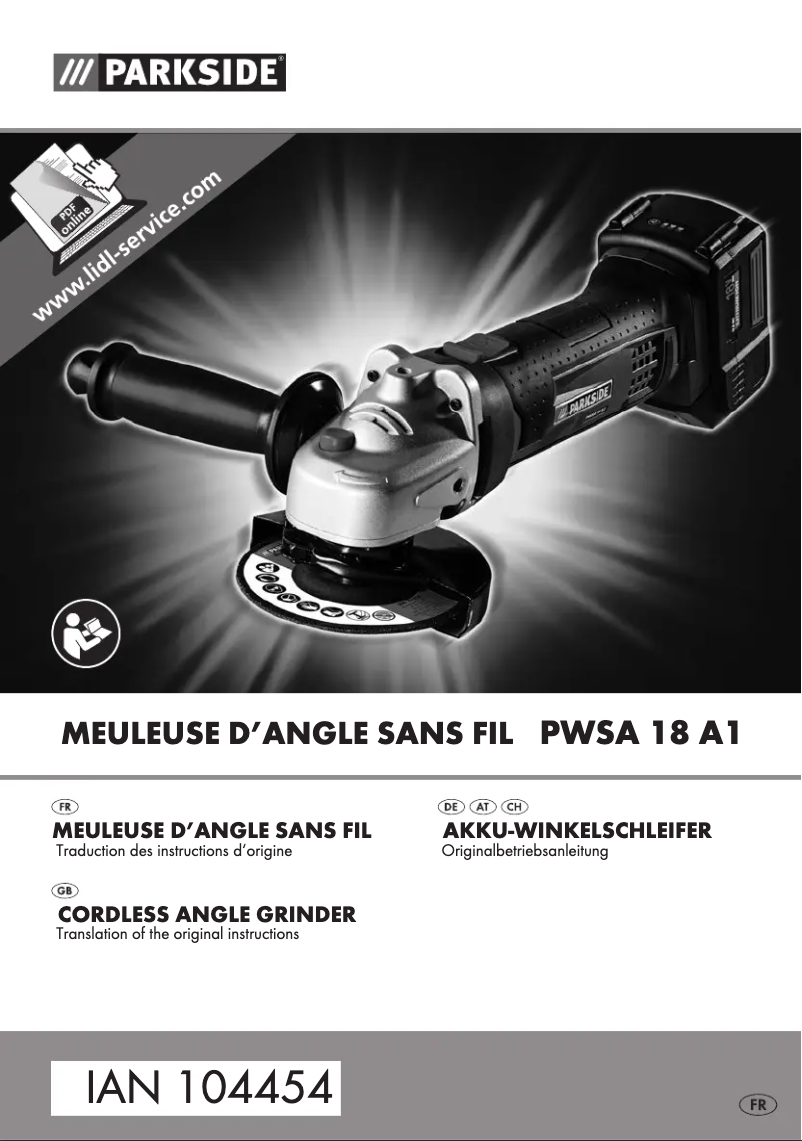 Page 1 de la notice Manuel utilisateur Parkside PWSA 18 A1